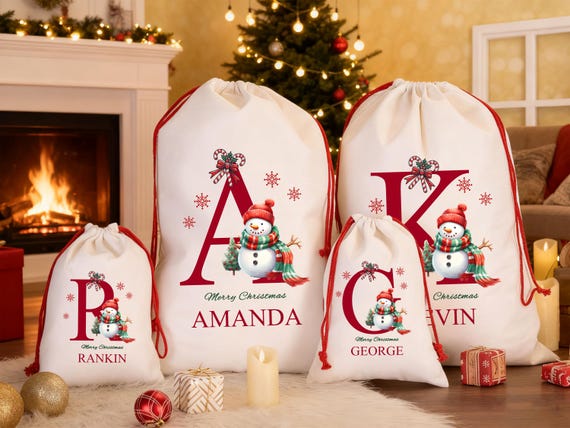 Personalised Santa Sack for Kids, Christmas Sacks, Christmas Eve Bag, Christmas Eve Sack, Christmas Gift Bag, Xmas Stocking, Large Letter