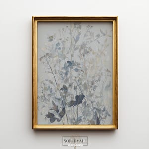 Vintage Herb Botanical Art in Earthy Blue Tones, Printable Wall Decor, Blue Cottagecore Style, Delicate Floral Art, Digital Download 402