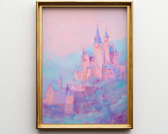 Enchanted Castle in Soft Pastels - Fairytale Fantasy Wall Art, Dreamy Printable Painting, Whimsical Art Decor for Kids' Room or Nursery 60