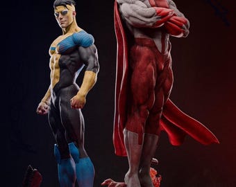 Mark and Nolam Invincible Superhero High Quality STL Model - STL File for 3d Printer, Statue, Figure, Figurine.