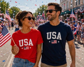 USA w/Flag T-Shirt T-Shirt Gildan
