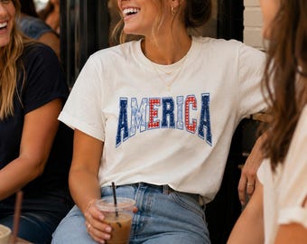 America Multi Pattern T-Shirt Gildan