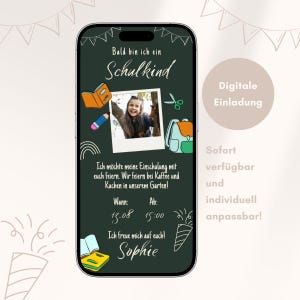 Digital invitation school enrollment first day of school WhatsApp invitation eCard Canva template back to school invitation cards customizable Canva