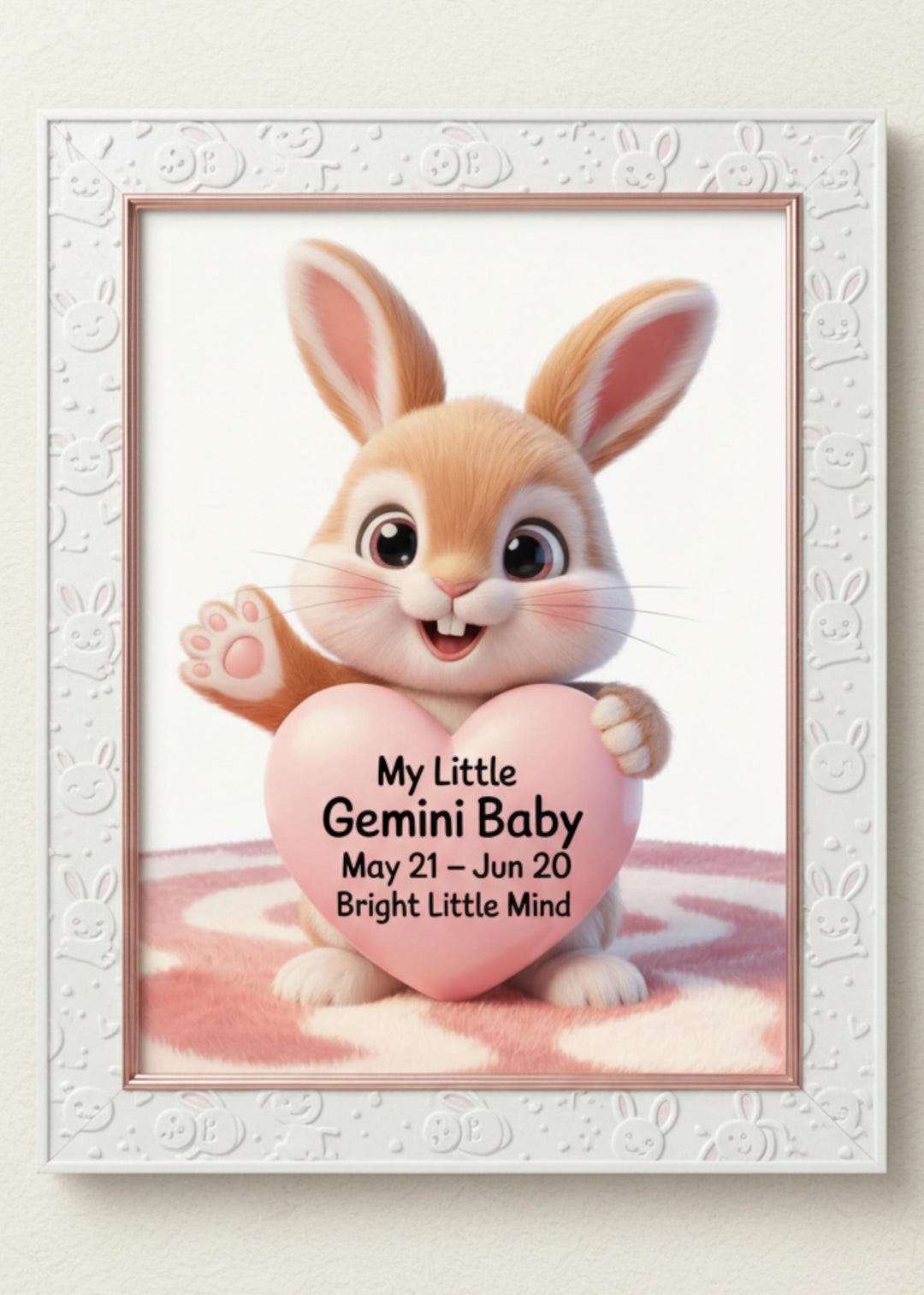 Gemini Baby Bunny Nursery Print – Zodiac Kids Wall Art (digital ...