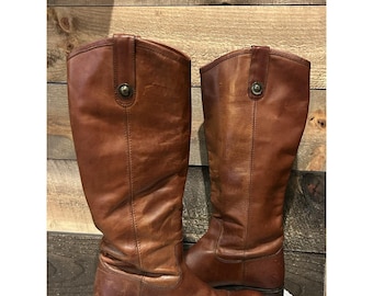 FRYE レディース Melissa US 6 B ボタン ブラウン レザー プルオン ライディングブーツ 77167