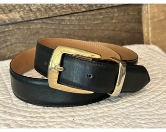Vintage Talbots Women's Black Genuine Leather Made in Italy Belt Size Medium