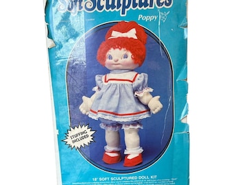 Kit de muñeca vintage de escultura blanda POPPY de 45 cm, pelirroja. Nuevo en caja.