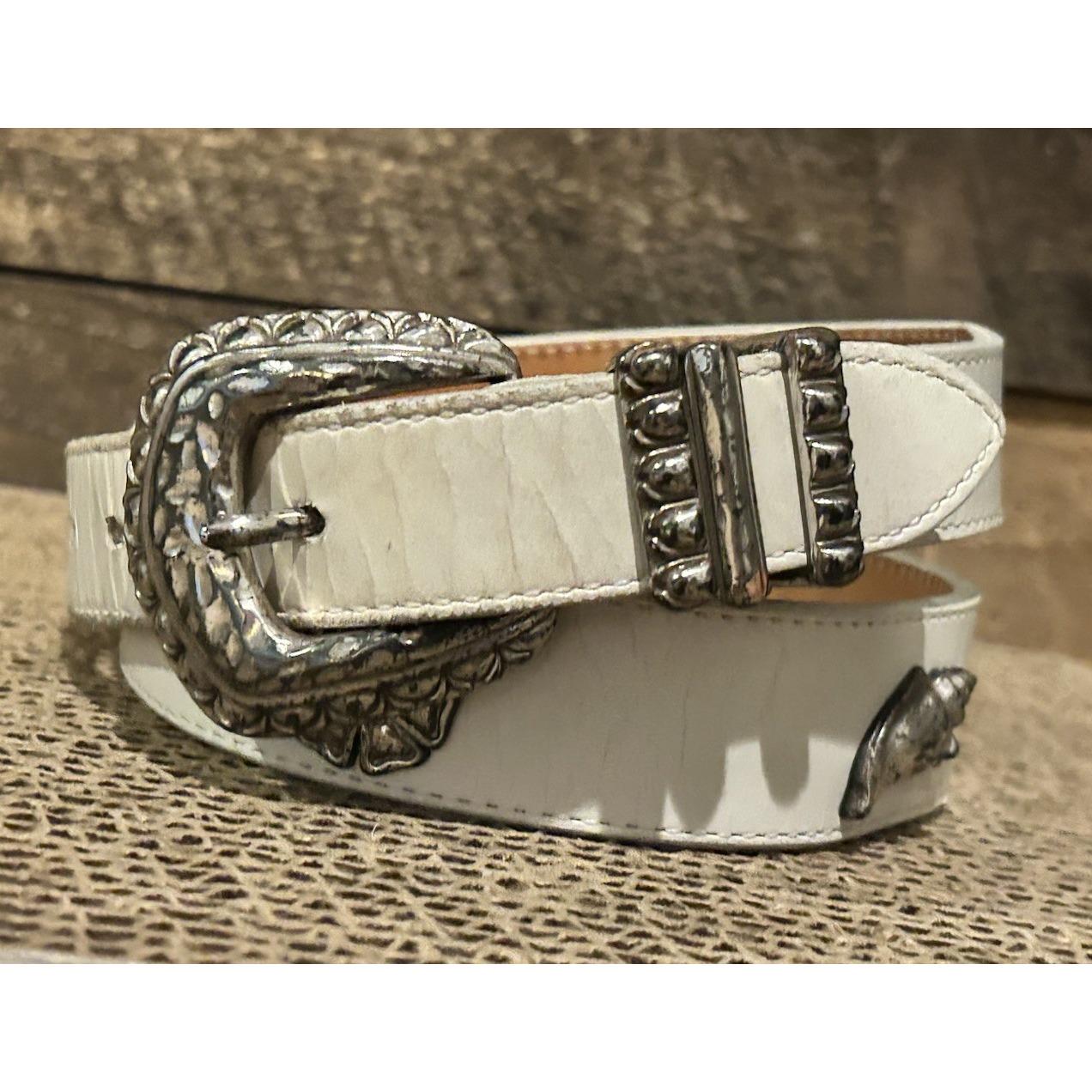 Vintage 1995 Brighton Leather Gator Silver Hardware Belt Buckle Medium Unisex Brighton 1995 - Etsy main image 3