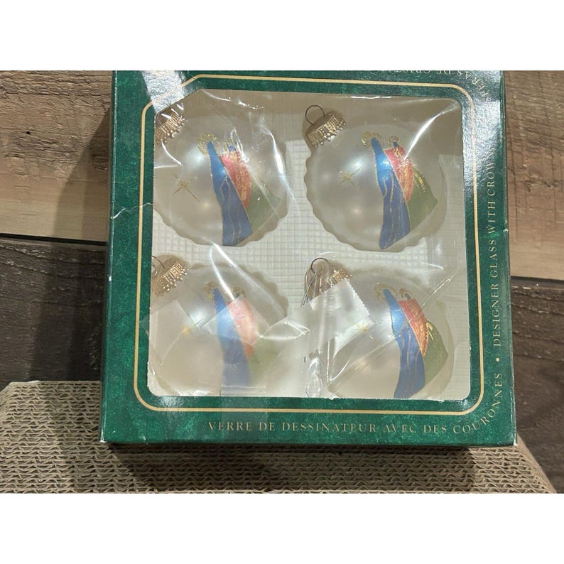 Vintage Christmas Krebs Glass Ball Ornaments Nativity Rare Set of 4 - Etsy