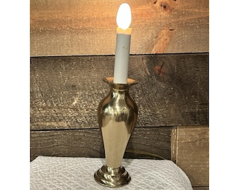 Polished Brass Accent Electric Lamp 9" Vintage