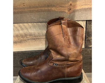 Botas de trabajo Justin Western Junior Roper de cuero para jóvenes, talla 3D, 4782Y