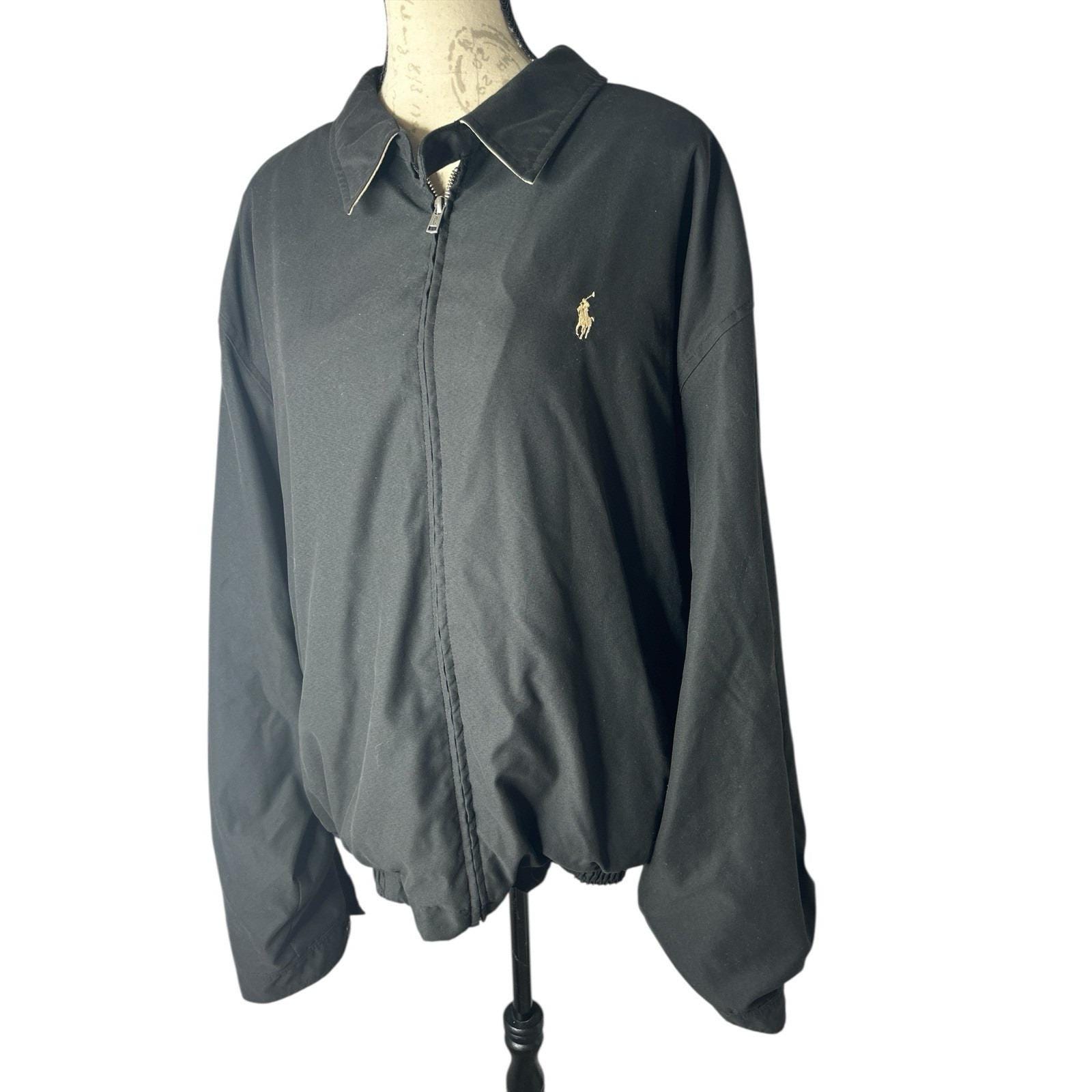 VINTAGE Polo Ralph Lauren Harrington Jacket Mens XXL Black Lined