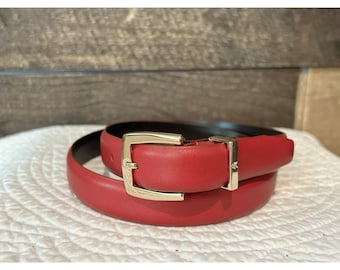 Cinturón de cuero rojo para mujer Talbots, talla M, estilo vintage.