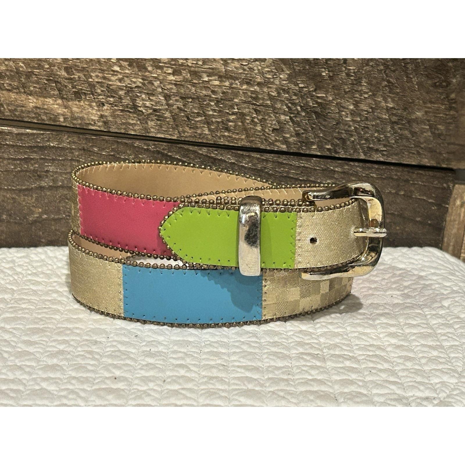 80s Vintage Rainbow Leather Belt - Etsy display picture 1