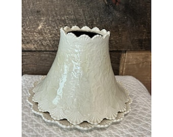 Yankee Candle Porcelain Jar Topper Lace Pattern Beige Cream & Lace Plate