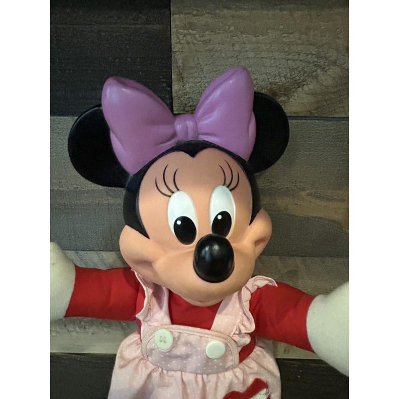 Vintage Mattel Walt Disney Minnie Mouse Learn to Dress Me-pop 15-inch knuffel afbeelding 3