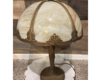 Antieke slak carmael glas-in-loodlamp marmer werkend
