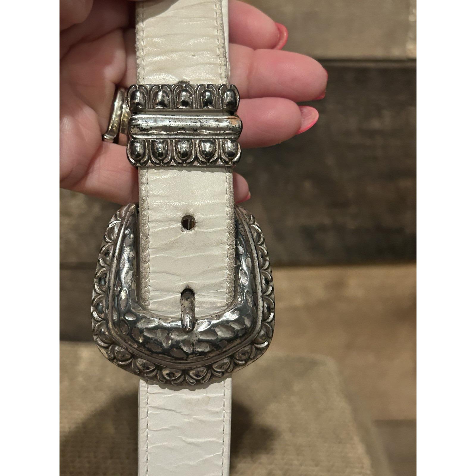 1995‎ M 38802 Brighton Shells And Flowers Women\'s White Leather Silver Brighton White Belts for Women for sale | eBay main image 4