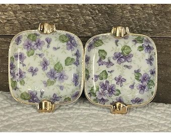 Ceniceros Lefton Violet Chintz 316518 Lote de 2