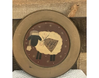 Primitieve decoratieve plaat met een diameter van 11" voor schapen B. Lloyd