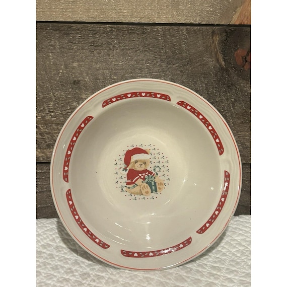 TIENSHAN Stoneware Theodore Bears Weihnachtsschüssel Suppe Müsli 18 cm, Off White