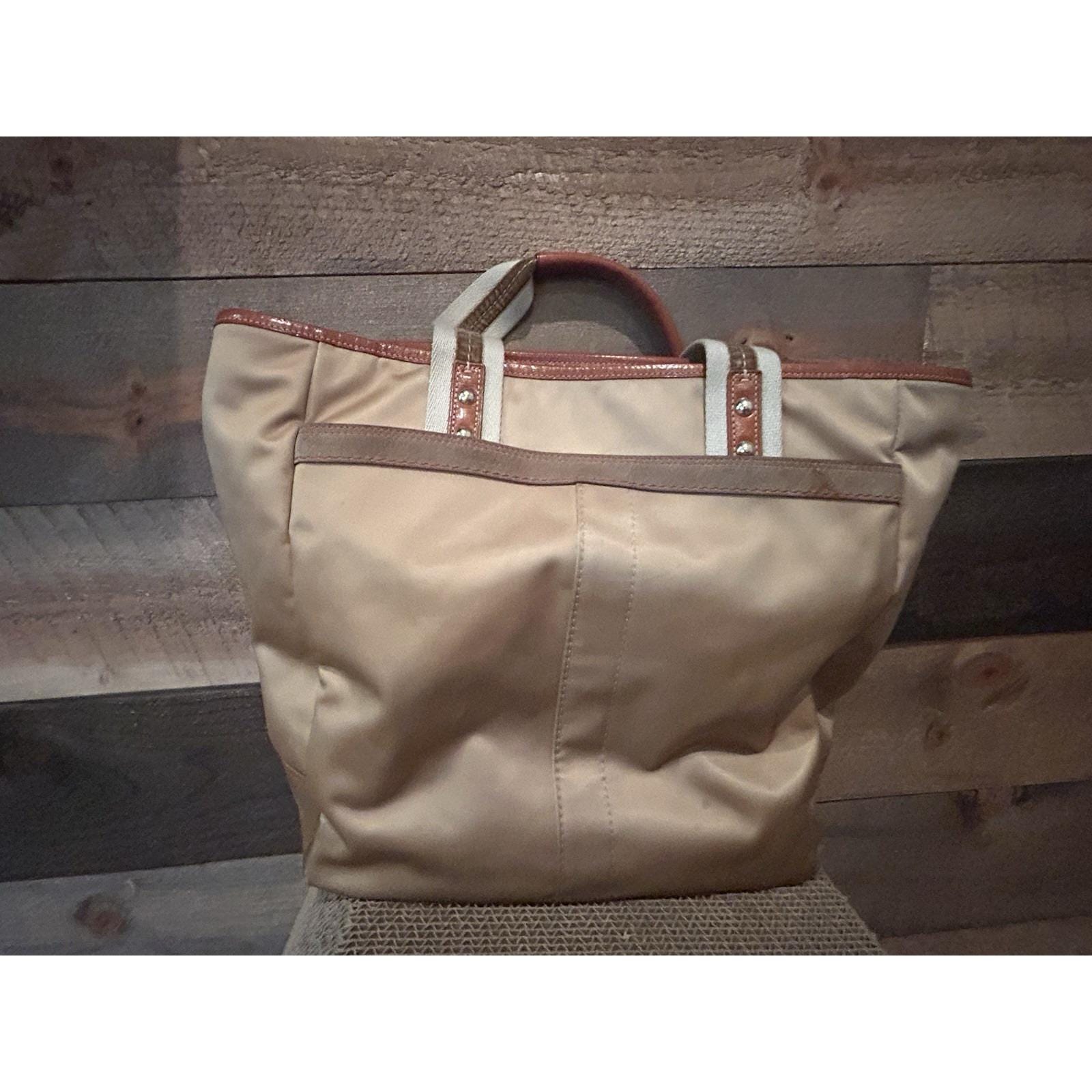 Y2k Coach Hampton Vintage Nylon Tan and Cream Women's Tote Bag - Etsy
