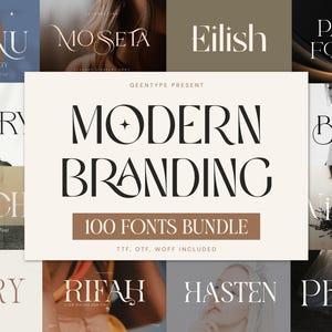 100 moderne Branding-Fonts-Bundle - Elegante und klassische Schriftarten, Procreate, Canva, Cricut, Luxusligatur-Serifenschrift, stilvolle Glyphs
