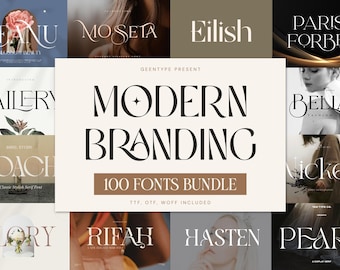 100 Modern Branding Fonts Bundle - Elegant & Classy fonts,  Procreate, Canva, Cricut, Luxury Ligature Serif Font, Stylish Glyphs