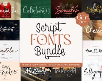 Script Fonts Bundle: Calligraphy, Wedding, Procreate (TTF, OTF, WOFF File Formats)