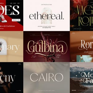 100 Modern Branding Fonts Bundle - Elegant & Classy fonts, Procreate, Canva, Cricut, Luxury Ligature Serif Font, Stylish Glyphs image 6