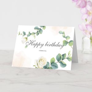 Tarjeta de cumpleaños moderna imprimible – Felicitación minimalista DIY – Descarga instantánea en PDF – Interior en blanco – Tarjeta digital para él y para ella