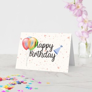 Tarjeta de cumpleaños imprimible / Diseño minimalista moderno / Interior en blanco para mensaje personal / Tarjeta digital PDF