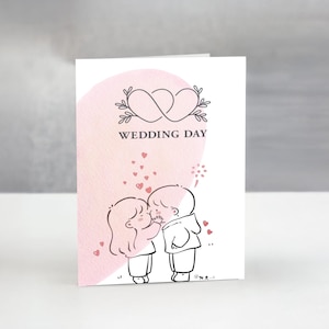 Printable Wedding Card: DIY Greeting with Envelope (PDF Download 6x4in Folded Card)