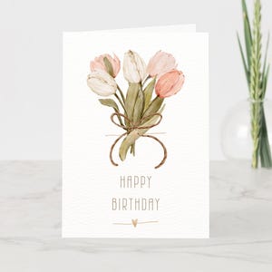 Tarjeta de cumpleaños minimalista imprimible - Tarjeta moderna con interior en blanco para mensaje escrito a mano - Descarga digital para él y ella - PDF de cumpleaños estético