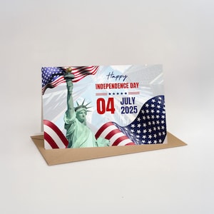 Modern Patriotic Card | Independence Day Card Printable | 4th of July Greeting | Instant Download | Write Your Own Message