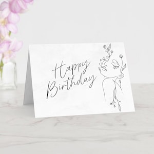 Cartão de aniversário moderno para impressão | Estilo minimalista | Saudação manuscrita faça você mesmo | Download instantâneo | Cartão digital para ele e para ela