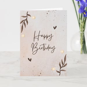 Carte d'anniversaire moderne à imprimer | Style minimaliste | Blanc à l'intérieur | Message DIY | Téléchargement numérique instantané