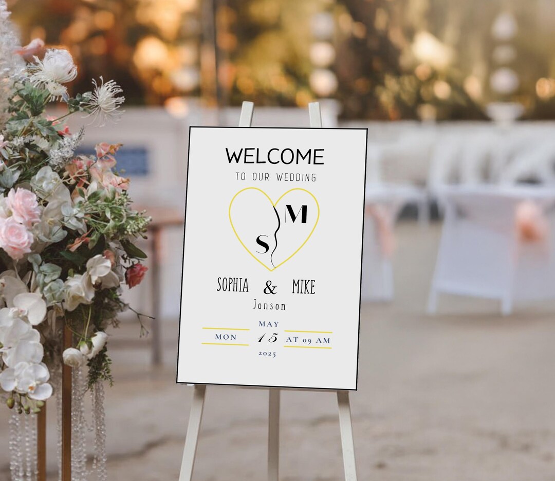 Editable Wedding Welcome Sign Template: Minimalist Canva Design ...