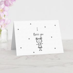 Moderne I Miss You-kaart afdrukbaar – minimalistische doe-het-zelfkaart – direct download pdf – blanco binnenkant – digitale kaart voor hem voor haar