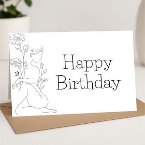Biglietto di auguri di compleanno minimalista stampabile – Moderno biglietto di auguri scritto a mano fai da te – Download immediato in PDF – Interno vuoto – Biglietto digitale per lui e per lei