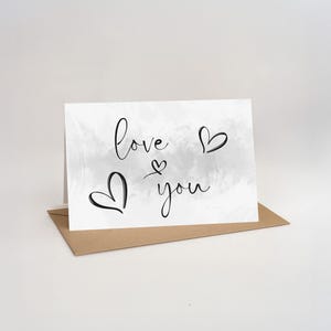 I Love You Card Minimalist Printable – Modern Digital Card with Envelope – Blank Inside Love Note for Him or Her – Instant Download