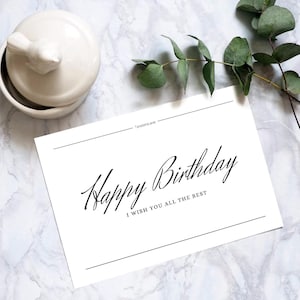 Cartão de aniversário minimalista moderno digital para download instantâneo para impressão Cartão de aniversário fofo digital para download para impressão de aniversário instantâneo