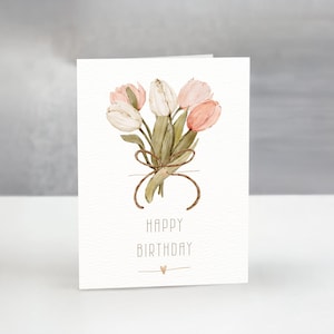 Tarjeta de cumpleaños minimalista imprimible - Tarjeta moderna con interior en blanco para mensaje escrito a mano - Descarga digital para él y ella - PDF de cumpleaños estético