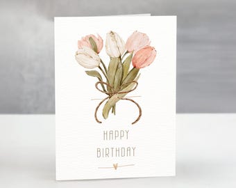 Minimalist Birthday Card Printable– Modern Blank Inside Card for Handwritten Message – Digital Download for Him Her – Aesthetic Birthday PDF
