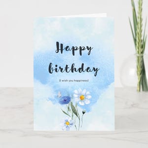 Carte d'anniversaire moderne imprimable - voeux DIY - PDF à téléchargement immédiat - Intérieur vierge - Carte pour lui pour elle - Carte numérique PDF