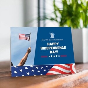 Biglietto d'auguri minimalista stampabile per il 4 luglio / Biglietto per il giorno dell'indipendenza con busta / Saluto patriottico moderno degli Stati Uniti / Scrivi a mano il tuo messaggio