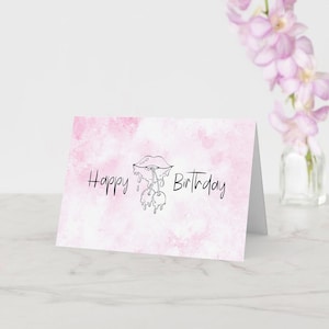 Élégante carte d'anniversaire imprimable - Carte de voeux manuscrite moderne - Téléchargement instantané du PDF - Vierge à l'intérieur - Carte numérique pour elle et lui