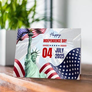 Modern Patriotic Card | Independence Day Card Printable | 4th of July Greeting | Instant Download | Write Your Own Message