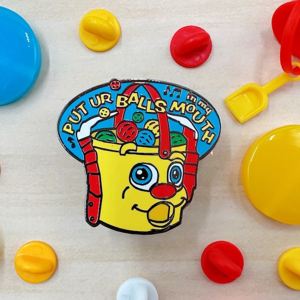 Bucket of Fun Enamel Pin - 80s 90s Toy Nostalgia Lapel Badge