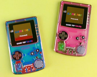 Gametoy Neon Color Clear Deluxe Enamel Pin - 90s Retro Nostalgia - Handheld Video Game Lapel Pin Badge